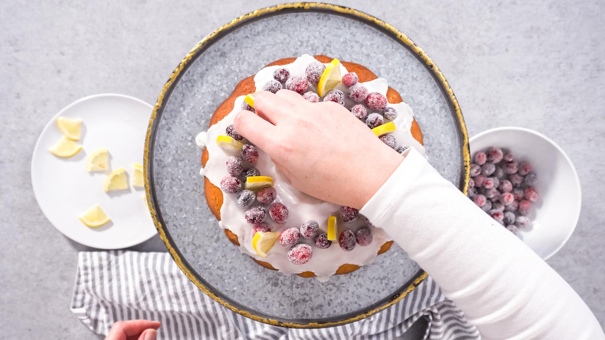 Participant finishing a plated dessert